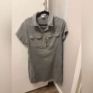 Vineyard Vines Womens Denim Shirt Dress Sz 8 Gray Short Sleeved Cotton